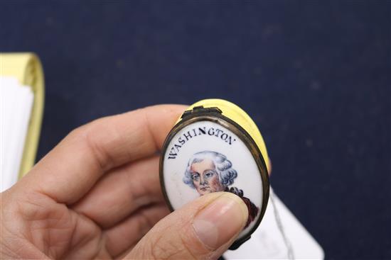A Bilston enamel box, Geo. Washington